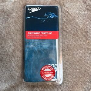 SPEEDO Silicone Blue Smooth and Stretchy Elastomeric Printed Swim Cap - One Size